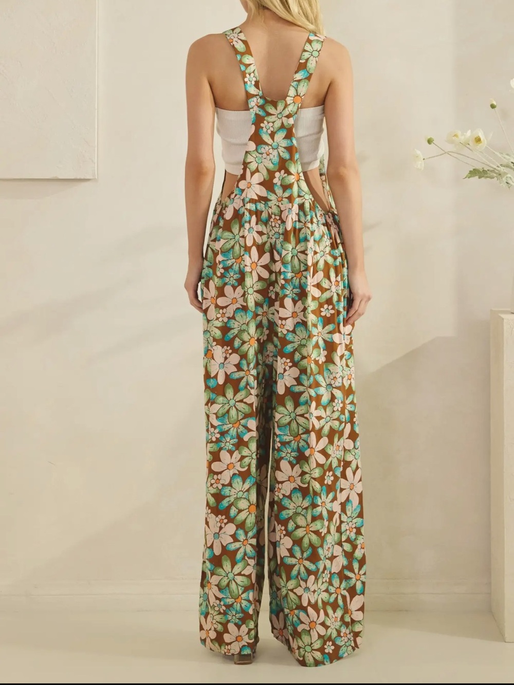 Sage + Fig Retro Floral Wide-Leg Overall Jumpsuit Boho NWT S M L - Picture 5 of 5